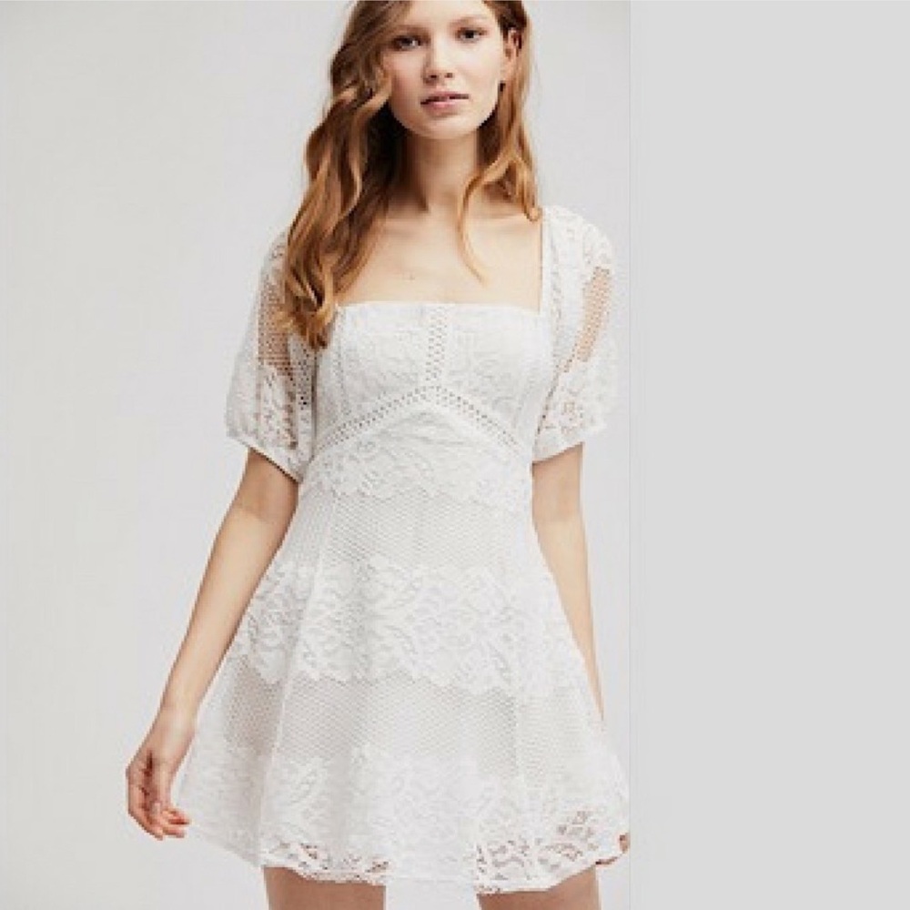FREE PEOPLE Be Your Baby Lace Mini Dress Ivory Small